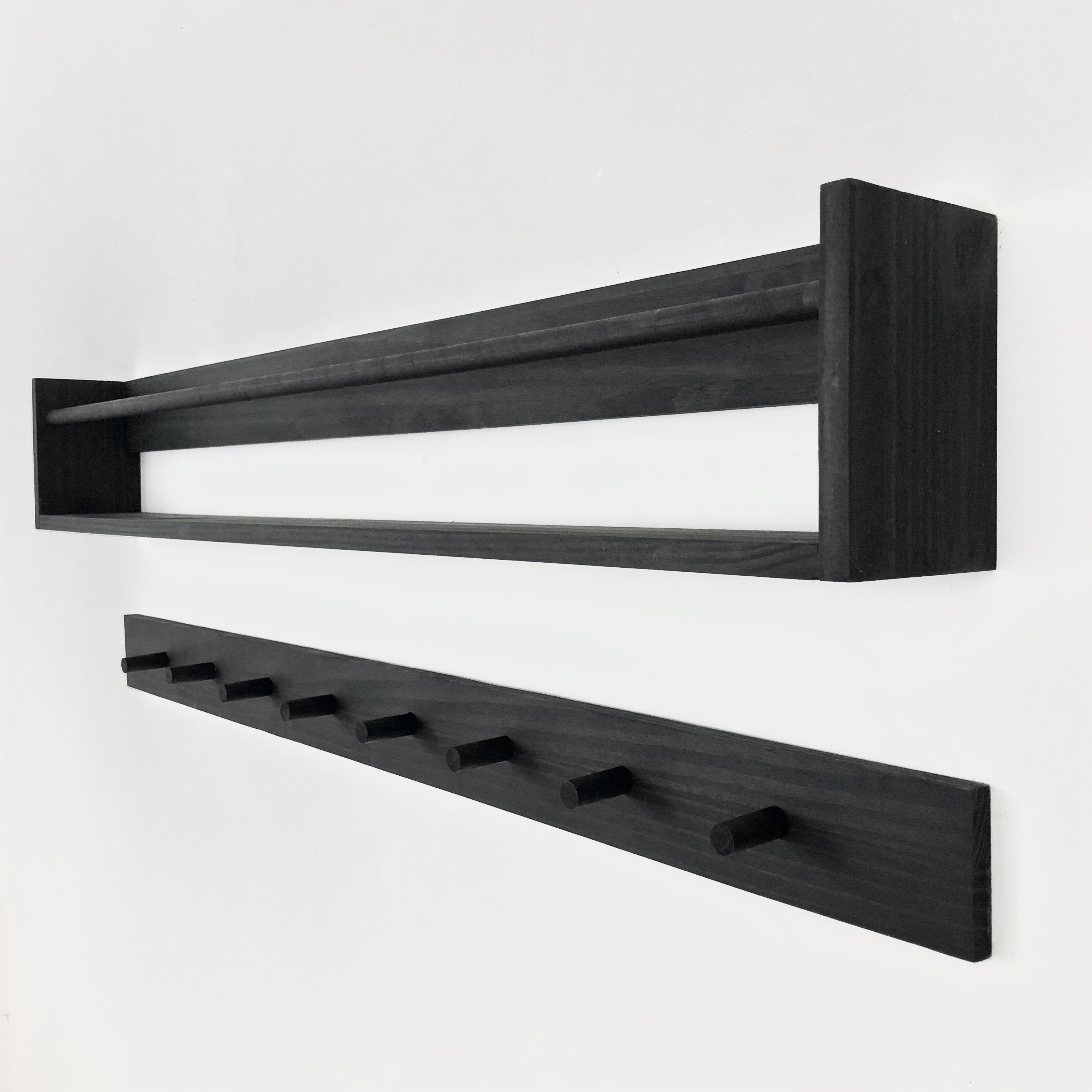 Ebony Shelf & Peg Rack: 48" Project Pine Designs 