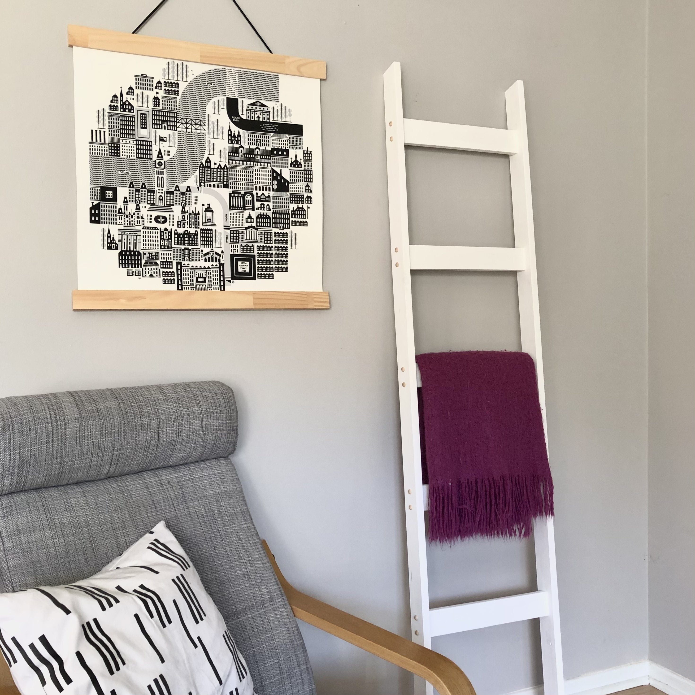 6ft Blanket Ladder in WHITE-WASH Project Pine Designs 