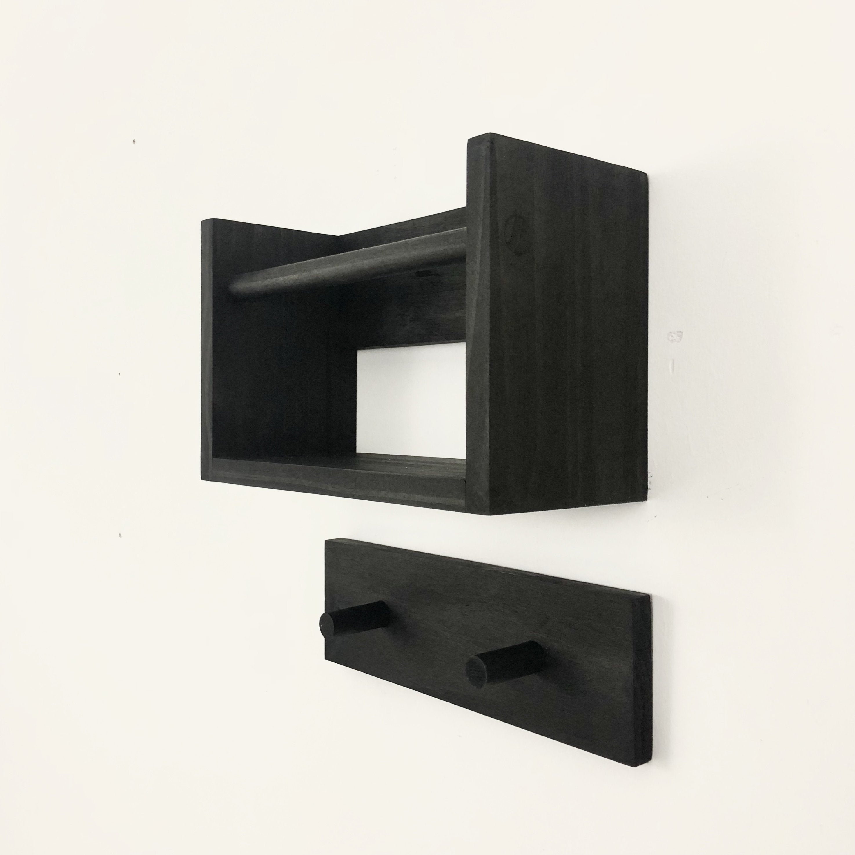 Ebony Shelf & Peg Rack: 12" Project Pine Designs 