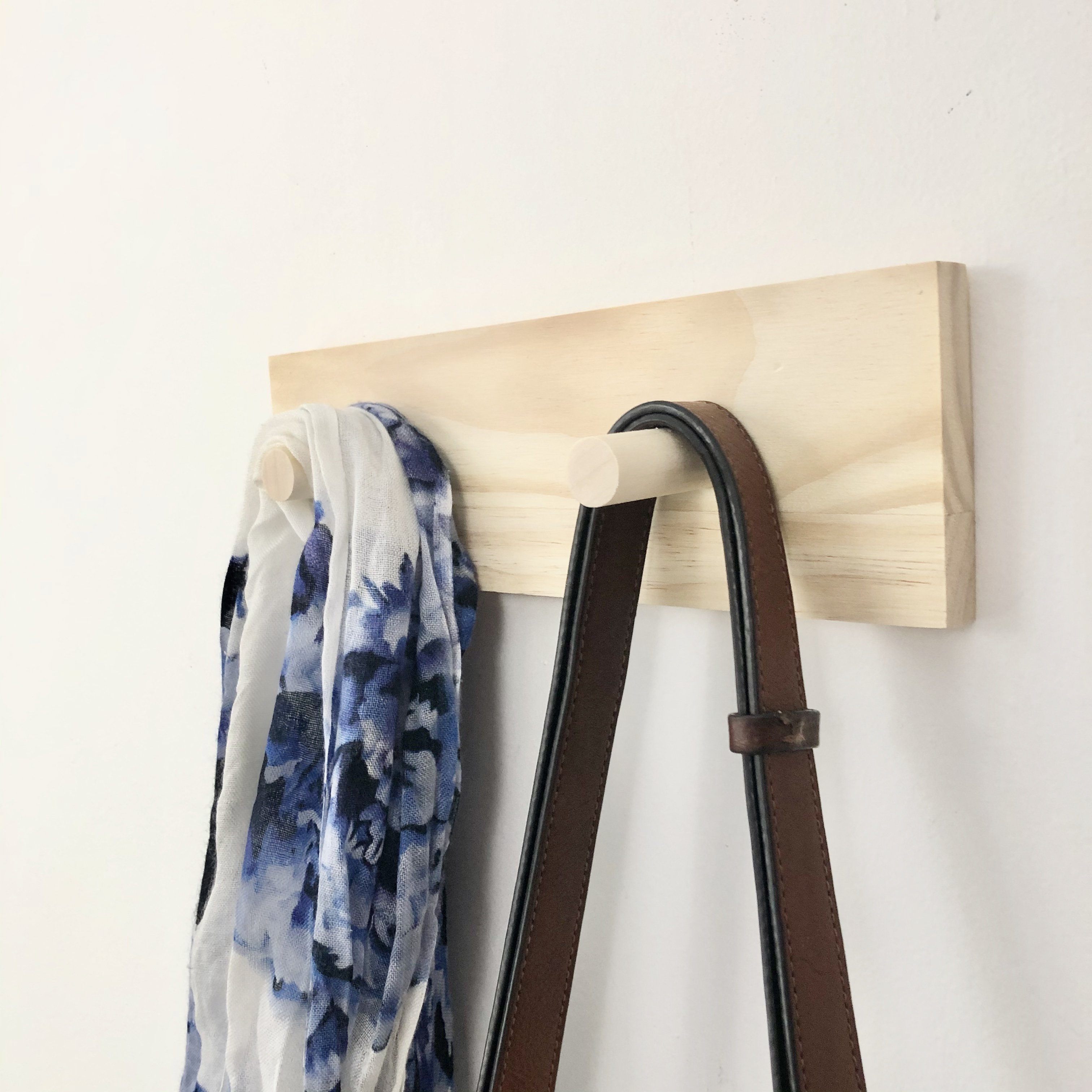 Natural Pine Shelf & Peg Rack: 12" Project Pine Designs 