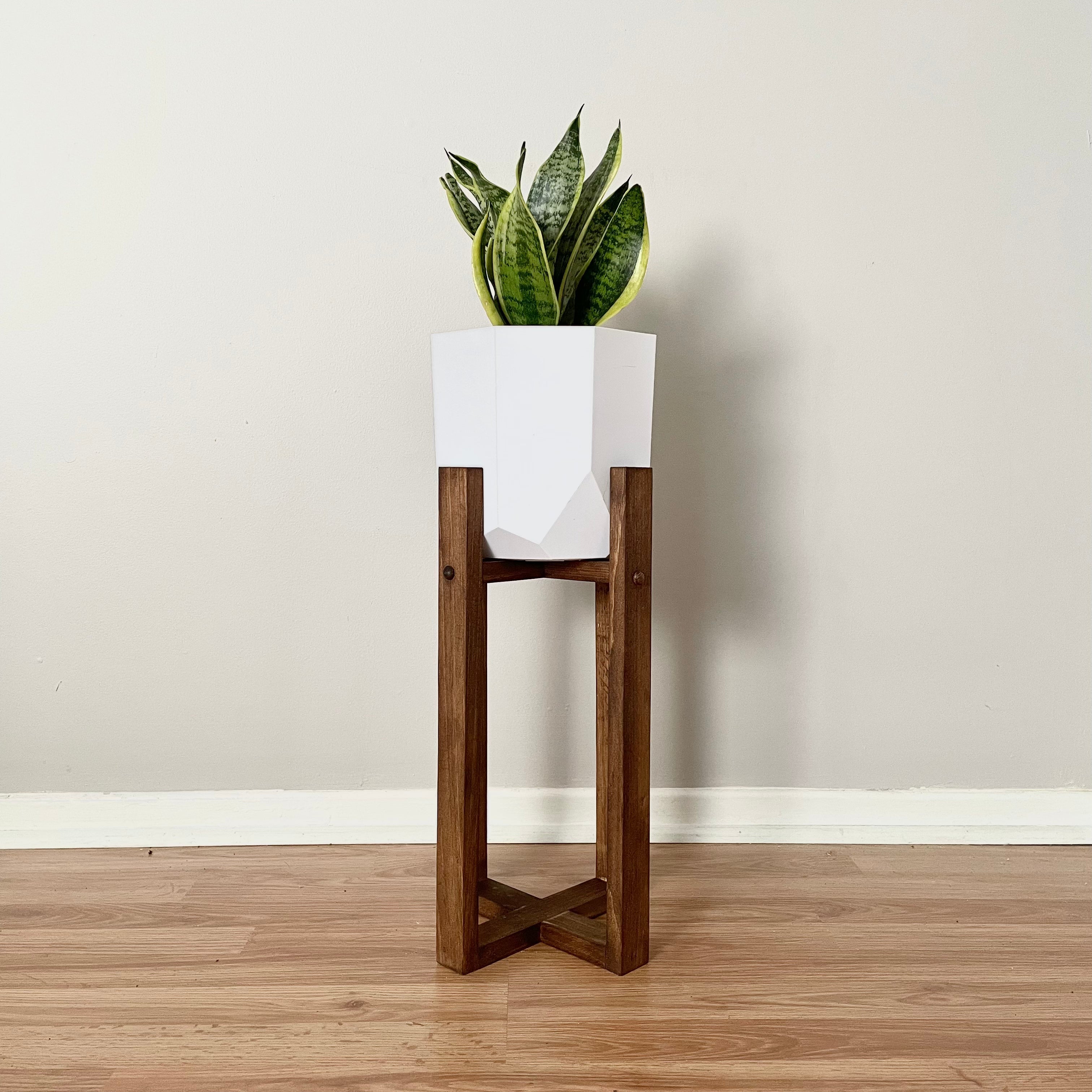 MEDIUM Rustic Stained Plant Stand Project Pine Designs Medium Plant Stand + 8" Plant Pot 