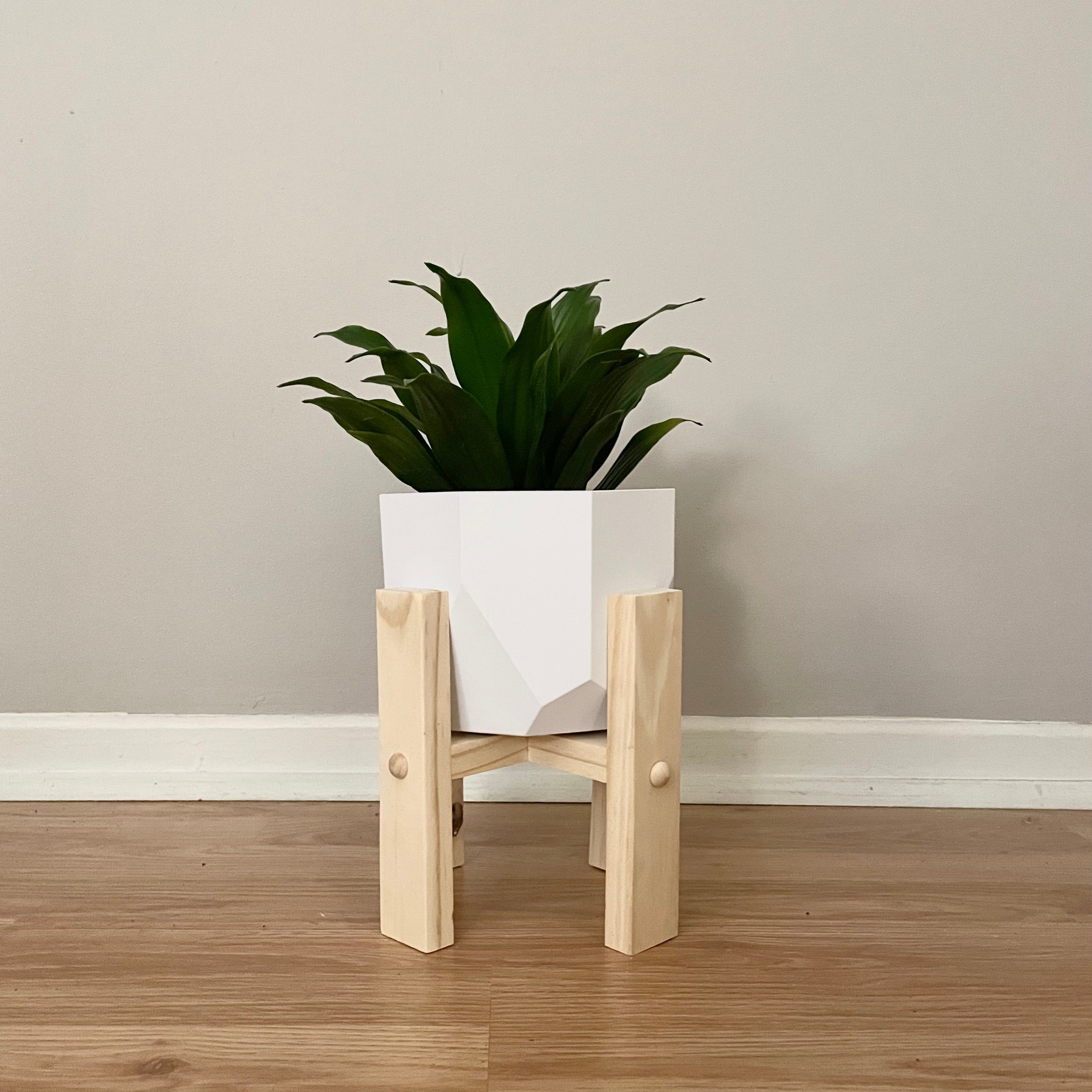 SMALL Natural Pine Plant Stand Project Pine Designs Small Plant Stand + 6" Plant Pot 
