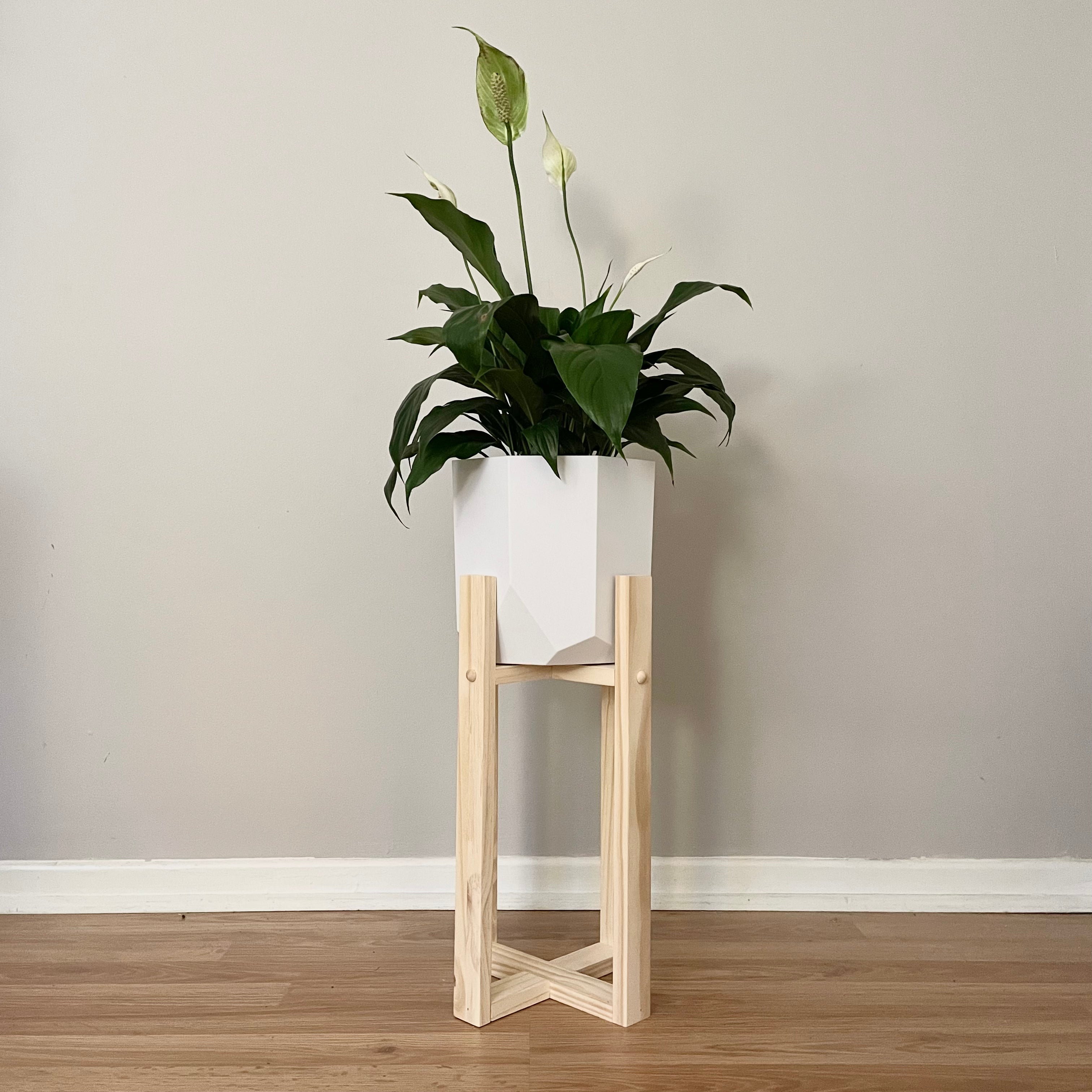 MEDIUM Natural Pine Plant Stand Project Pine Designs Medium Plant Stand + 8" Plant Pot 